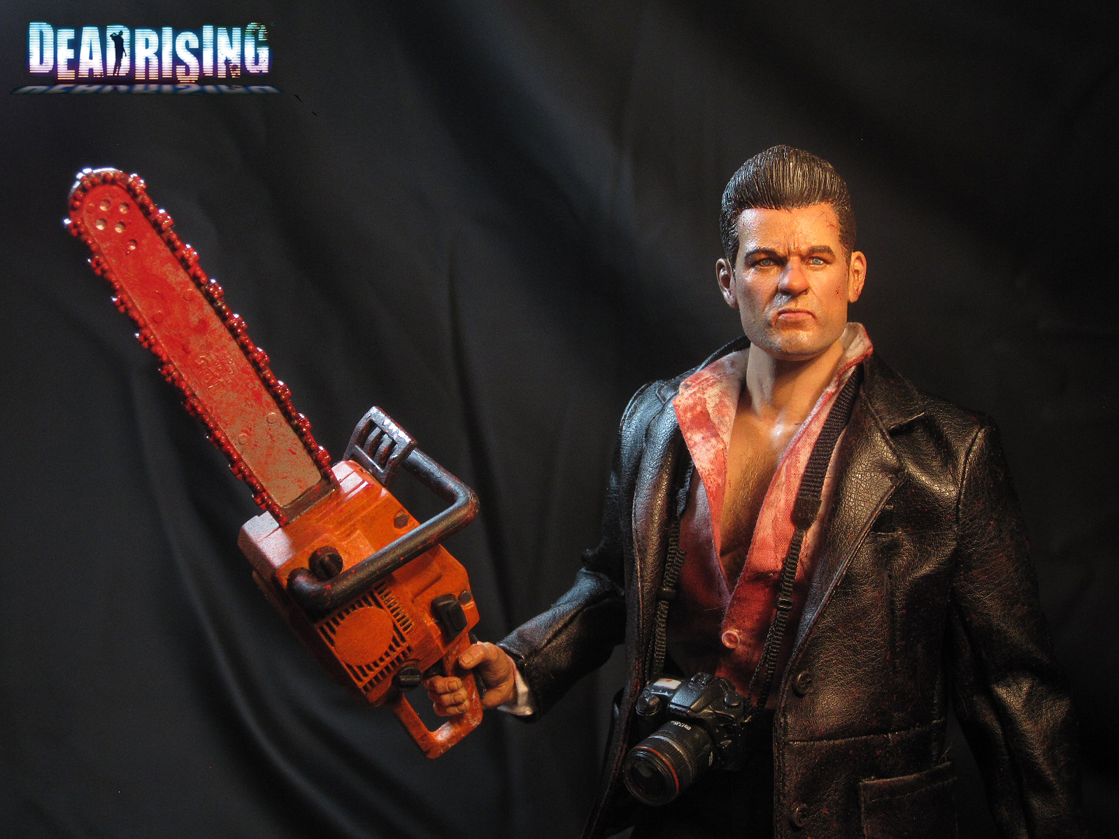 12" Dead Rising custom action figure Frank West Capcom - chainsaw medium shot